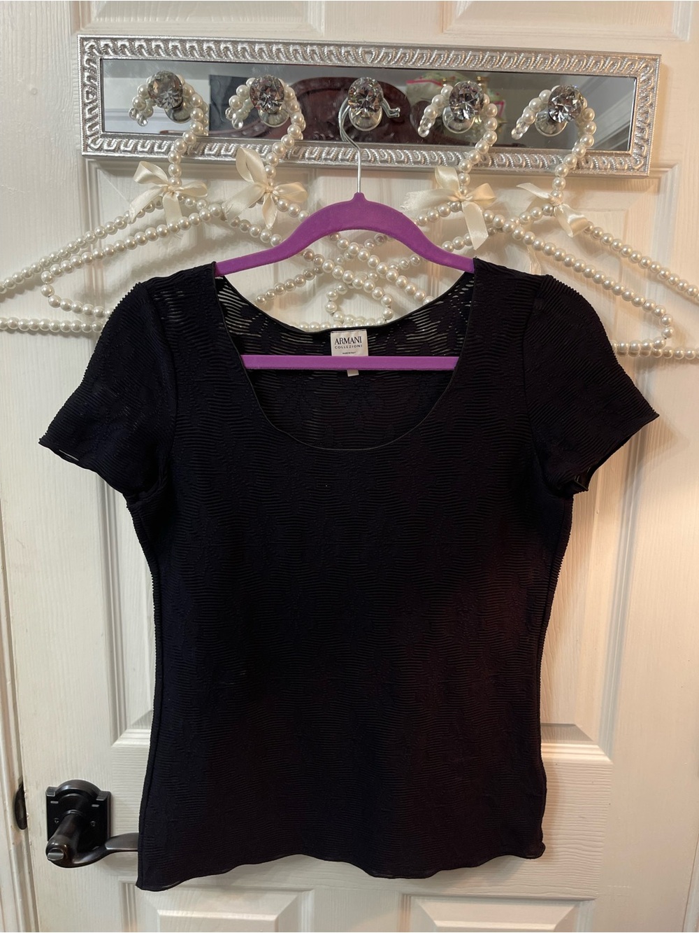Armani Collezioni Black Short Sleeve Scoop Neck Tee